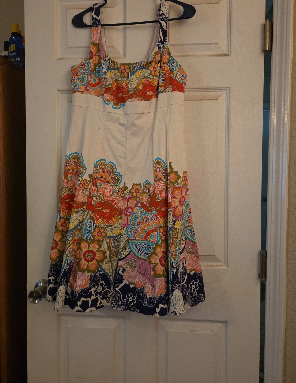 Nine West Cream Sundress with Multicolor Floral Border